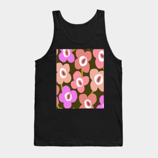 Retro Scandinavian Floral Pattern in Green and pink Tank Top